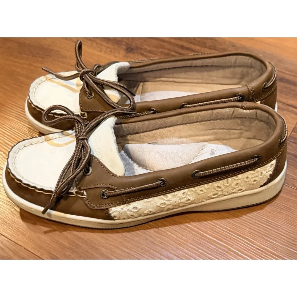 Bass Marlin Men's Boat Shoes Brown/White Leather Lace-Up US 7.5 M 3209-261